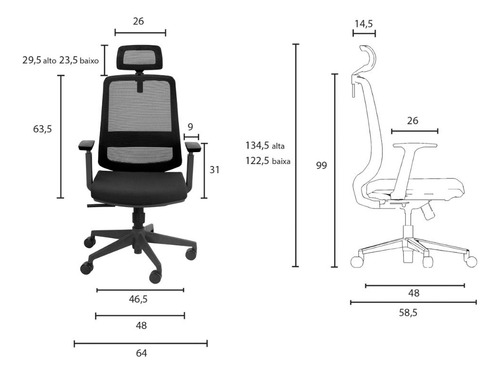 Cadeira De Escritório Ergonômica Diretor Encosto Reclinável