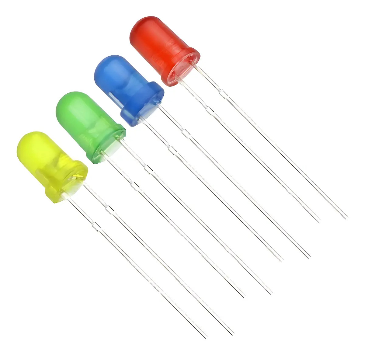 Kit LED DIP Lamps KL100D RGB 5mm Difusos 100 Unidades Azul Amarelo Verde Vermelho