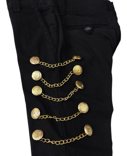 50 Pzs Boton Con Cadena Para Traje De Charro O Mariachi Dorado