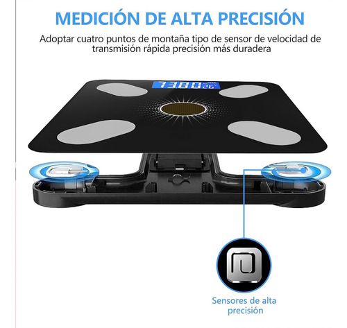 Báscula digital COMERCIO Báscula solar Báscula Inteligente negra, hasta 180 kg 127V