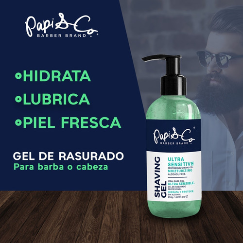 Kit Shaving Gel + Loción After Shave Barba Bigote Papi & Co