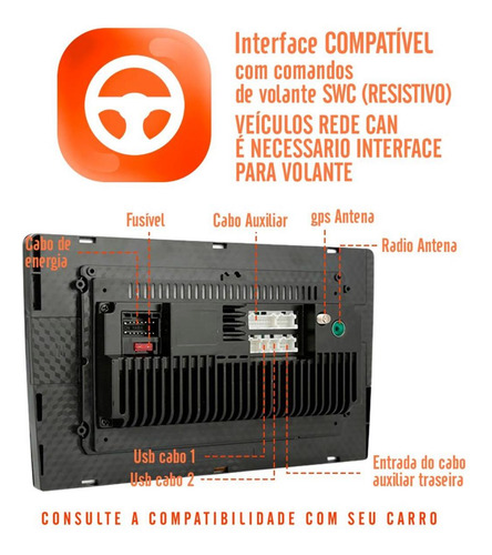 Kit Multimidia Android 9pol Kia Sorento 13 14 15 + Câmera