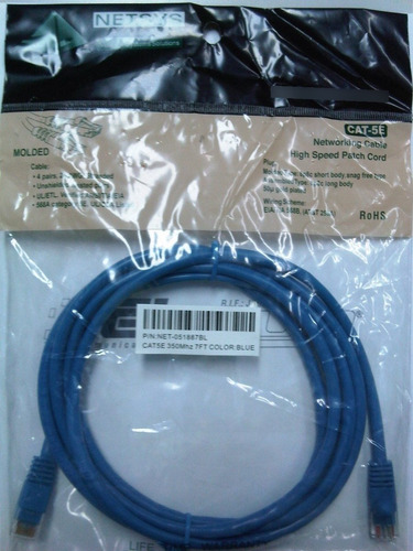 Netsys Patch Cable Cat-5e 350mhz 24-awg 10ft-3mts Blue/azul