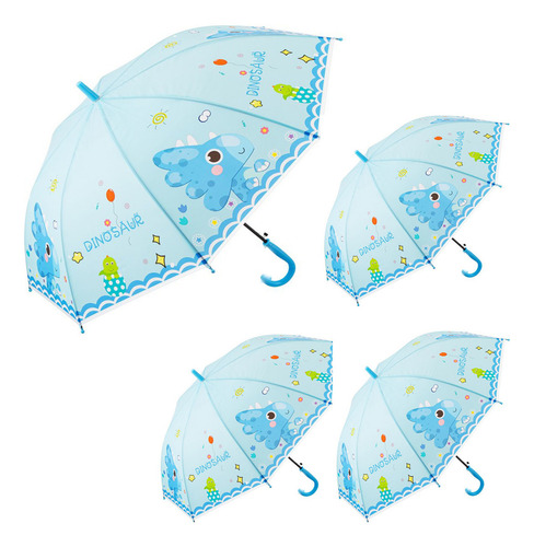 4 Pcs De Paraguas Infantiles Con Patrones De Animales Kawaii Color Azul Claro
