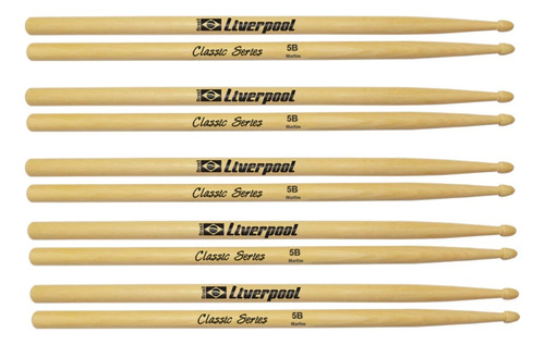 Kit 5 Baquetas Bateria Liverpool Classic Series 5b Ll 5bm