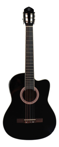 Guitarra acústica Symphonic EC3920c Bk Black com recorte preto, material de escala de jacarandá, orientação à mão direita