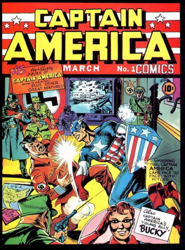 Chapa Poster Vintage Comics Numero 1 Captain America 15x20