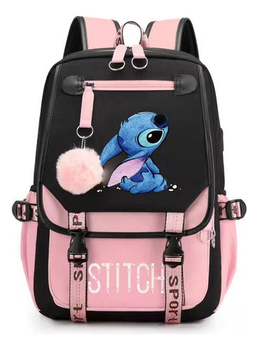 Mochila Casual De Tela Oxford Lilo And Stitch