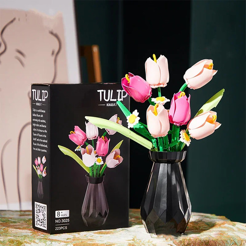 Bloques De Construcción Con Flores, Tulipanes, Ramilletes, L