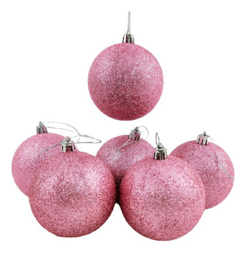 Bola Glitter Rosa 04cm - 12 Unidades - Cromus Natal