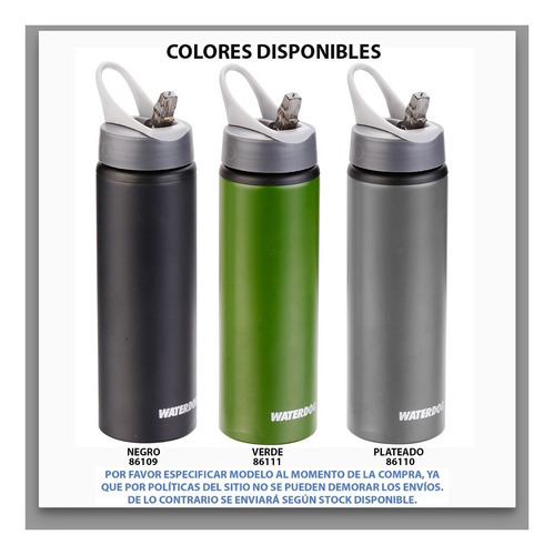 Botella Aluminio Pico 750ml 3075 Waterdog Lelab