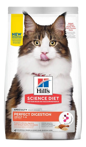 Alimento Hill's Science Diet Comida Hill's Perfect Digestion para gato adulto sabor hígado de pollo en bolsa de 1.58kg