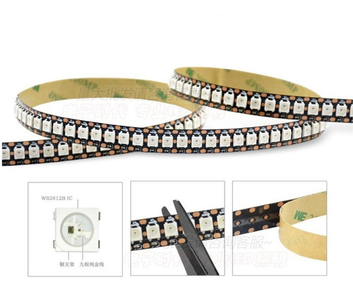 Imagem 4 de 6 de Fita Led Ws2812b Ws2812 Endereçável 144 Leds 5v - 5 Metros