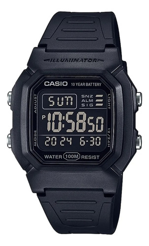 Reloj Casio Malla De Pvc Color Negro W-800h-1bvdf Febo