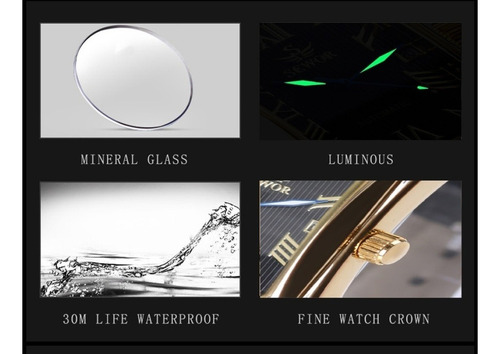 Reloj Mecánico Automático Rectangular Sewor