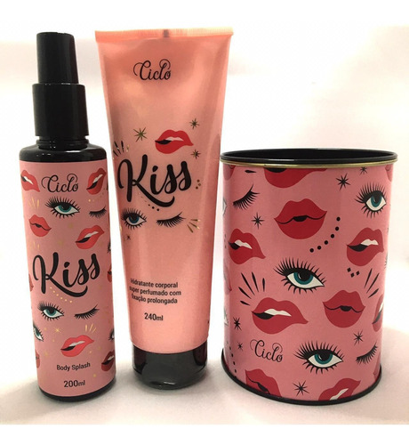 Kit Perfume, Body Sprash E Hidratante Corporal Kiss Ciclo