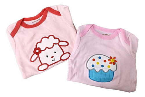 Pack 2 Bodys Manga Larga Estampados Algodón Bebés 6-9 Meses