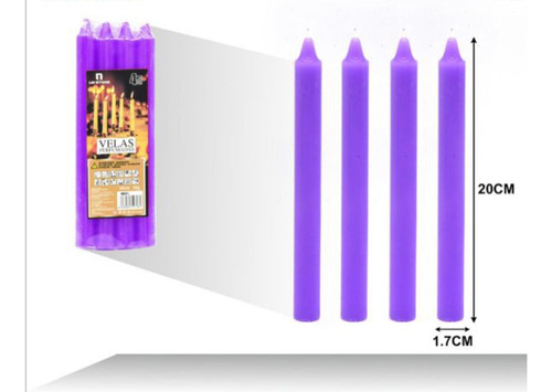 Vela Larga Aromatica - Pack De 4, 20 Cm De Altura Púrpura Vela Larga Aromatica Lavanda
