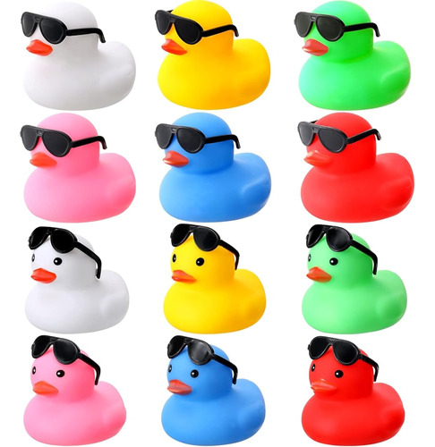 ~? 60 Pcs Rubber Ducks Con 60 Pcs Sunglasses Toy Sets Mini R