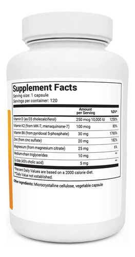 Vitamina D3 10000 Y K2 Mk7 120 Caps