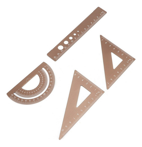 Para Juego De Geometría De Metal 4 Piezas Regla Escala