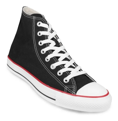 Zapatilla Converse All Star Hi Negro Con Linea Rojo | Envío gratis