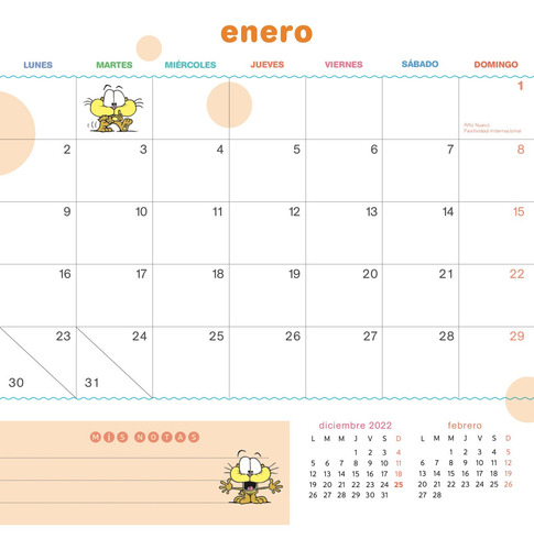 Imagen 2 de 4 de Calendario De Pared Gaturro 2023