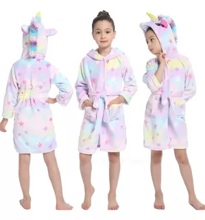 Bata Pijama De Baño Franela En Forma De Unicornio Kawaii