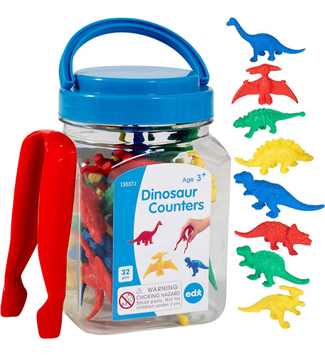 Edx Education Dinosaur Counters - Mini Jar Set Of 32 - Apren