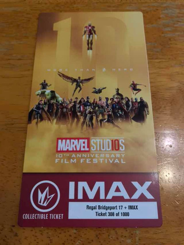 Boleto Imax Marvel Studios First 10 Years Exclusivo Arte