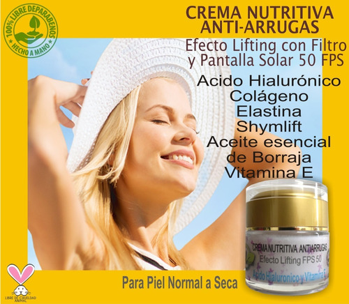 Crema Nutritiva Antiarrugas Con Ácido Hialurónico  Fps 50