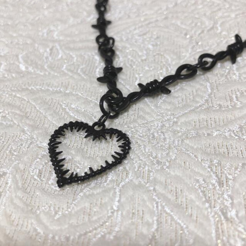 (s) Colar De Coração Heart Choker Clavicle Chain Goth Jewelr