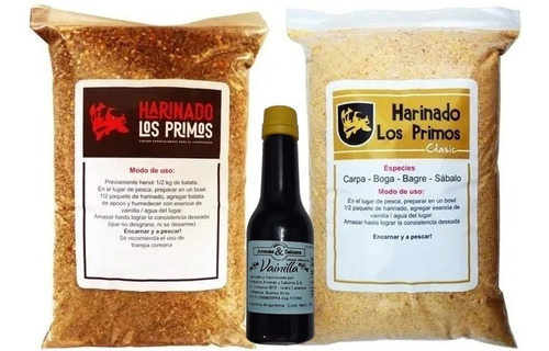  Combo Harinado Los Primos 2kg Pesca Carpa Boga + Vainillin