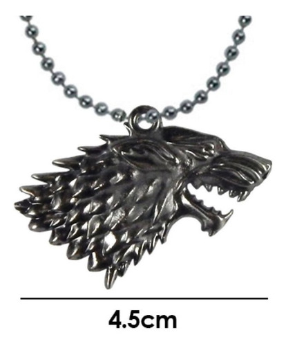 Game Of Thrones Dije Collar Casa Stark Lobo Juego De Tronos