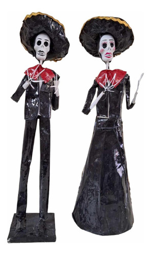 Catrines Artesanales Charros Mexicanos Papel Mache 40 Cm 