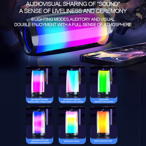 Bocinas Bluetooth Portátil Con Led Rgb Con 1 Micrófonos