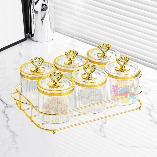Tarro De Almacenamiento De 6 Cuencos Transparentes