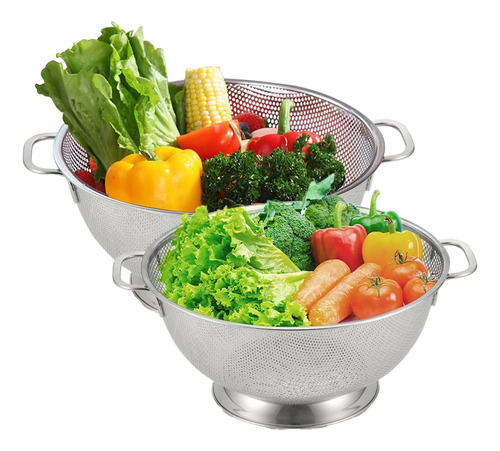 Colador De Acero Inoxidable, 2 Piezas Escurridor De Verduras