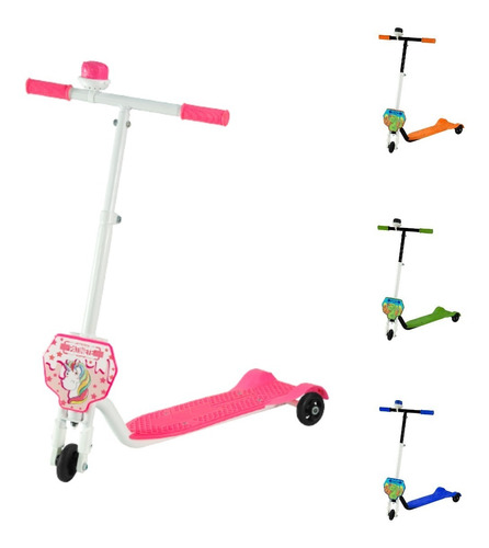 Patinete De Menina Infantil Scooter Unicórnio Com 3 Rodas