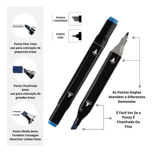 Kit De Canetas Touch Ponta Dupla Para Colorir 100 Cores