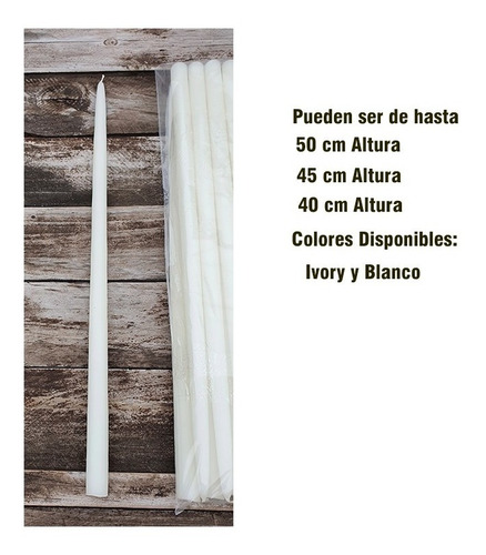 Imagen 2 de 5 de Velas Candelabro Paq 15pz Hasta 40/45/50cm Altura A Escoger