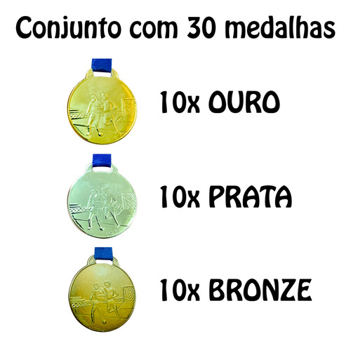 30 Medalhas Diâmetro Ø35mm Futebol Futsal Imediato Cor Sortido