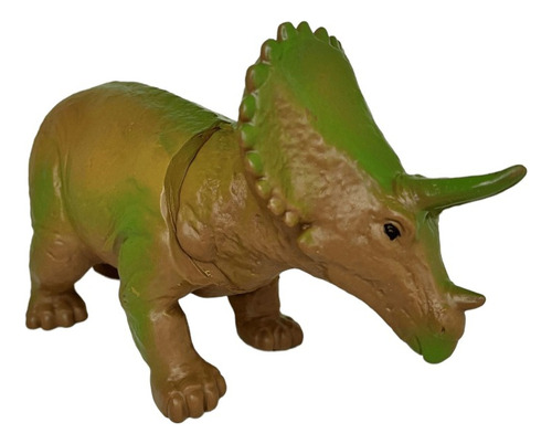 Dinosaurio De Goma - Triceratops Marron/verde