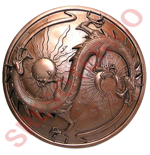 Dragón Yin Yang De Pared - Color Bronce - En Resina