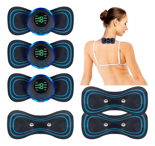 3 Mini Masajeador Eléctrico Corporal Portátil Con 3 Parches