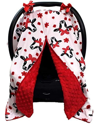 Dear Baby Gear Carseat Canopy, Black And White Heifer Cow Re