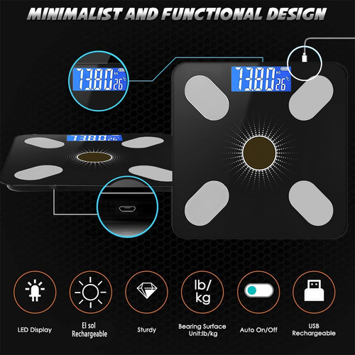Báscula De Baño Digital Corporal Bluetooth Inteligente App