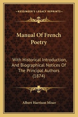 Libro Manual Of French Poetry: With Historical Introducti...