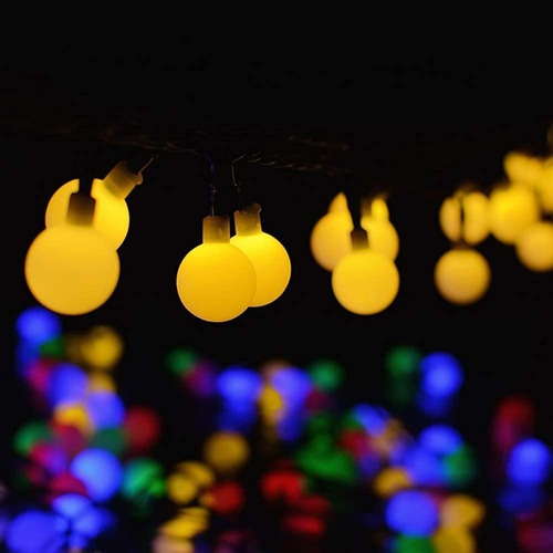 Imagen 6 de 8 de Guirnalda Solar Esfera Bolita 5 Metros 50 Led Calida