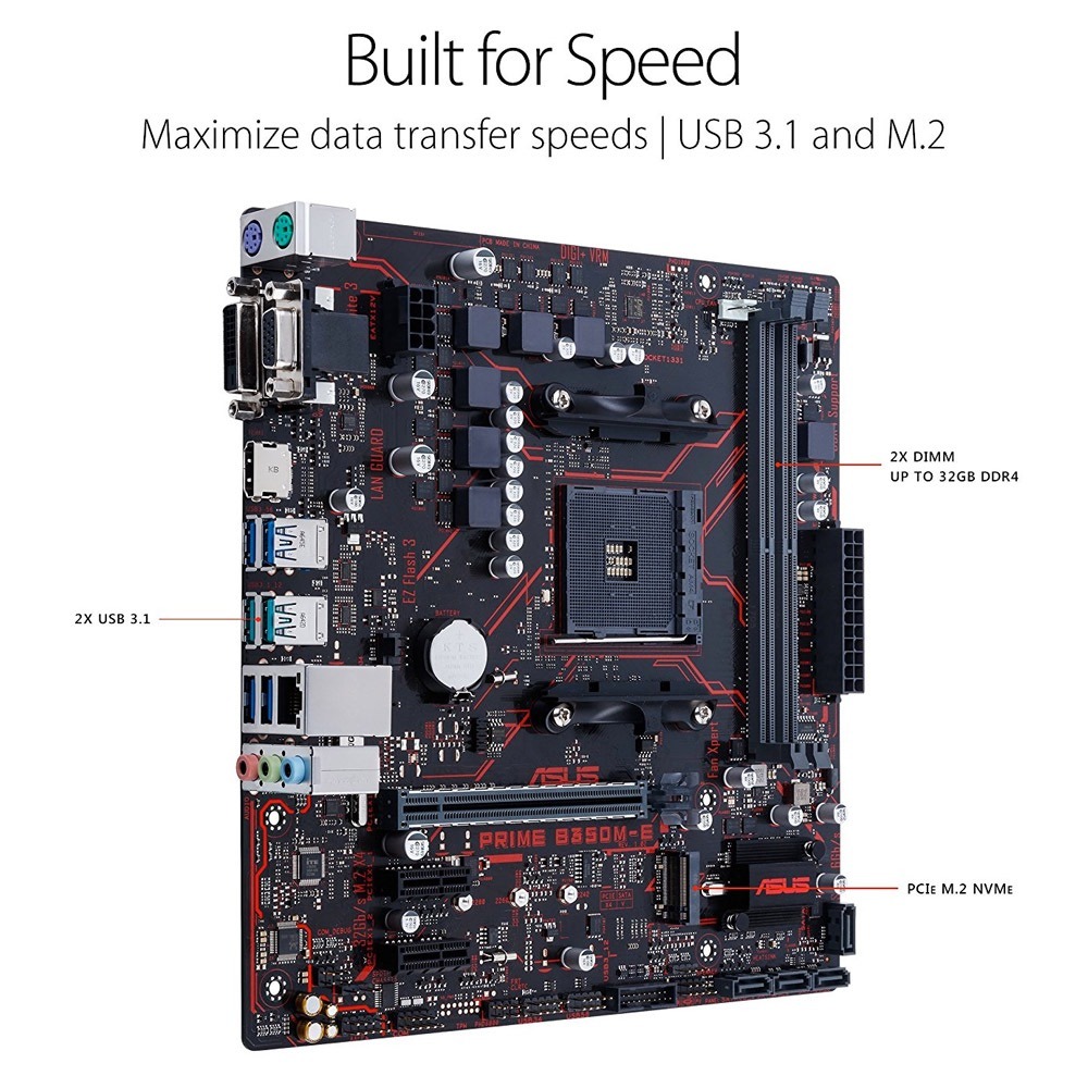 Motherboard Asus Prime B350m-e Am4 Amd Ryzen Led Ddr4 Uatx | Mercado Libre